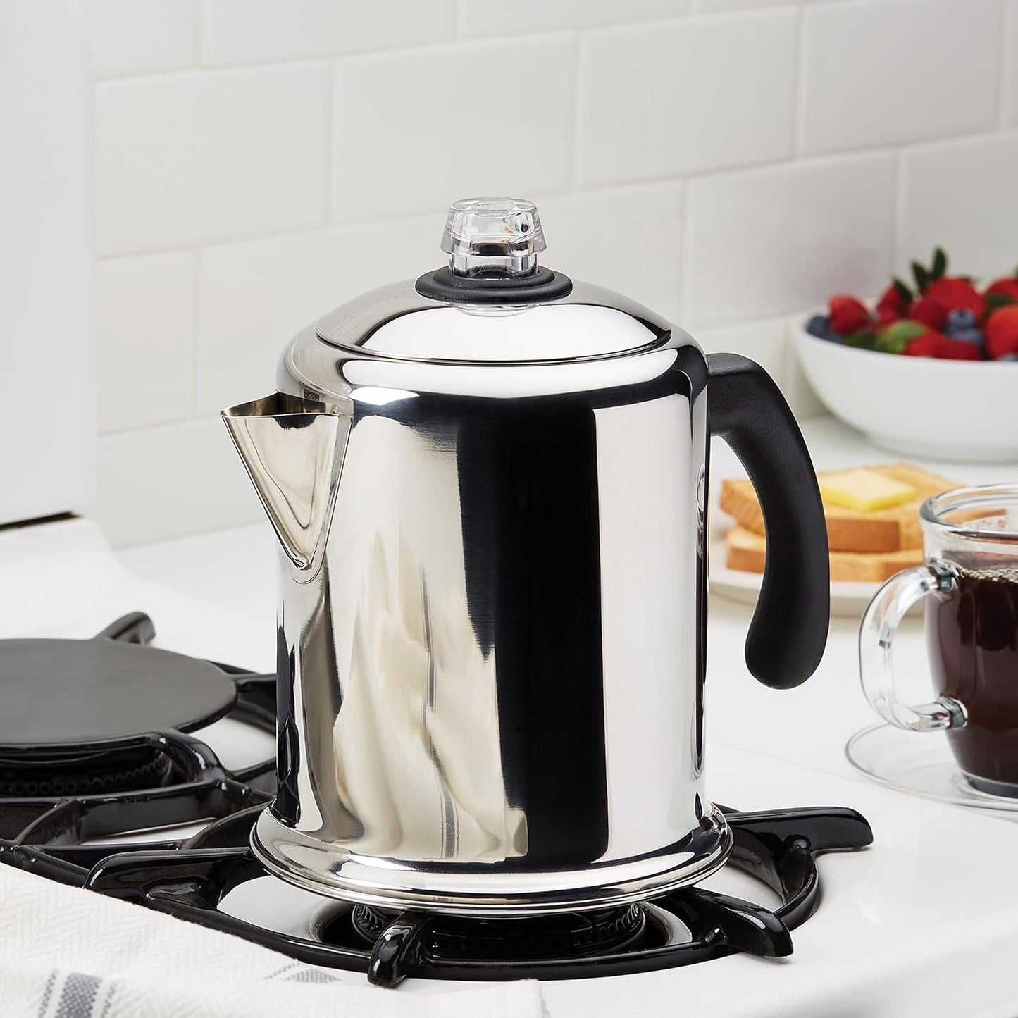 TimberAura Classic Yosemite Stainless Steel Coffee Percolator - 8 Cup, Silver,Stovetop