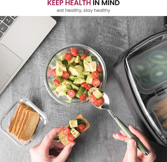 24 Piece Glass Storage Containers with Lids - Airtight, Leak Proof, Dishwasher Safe, Glass Tupper Ware Sets with Lids, Food Storage Containers, Meal Prep Containers, Gray