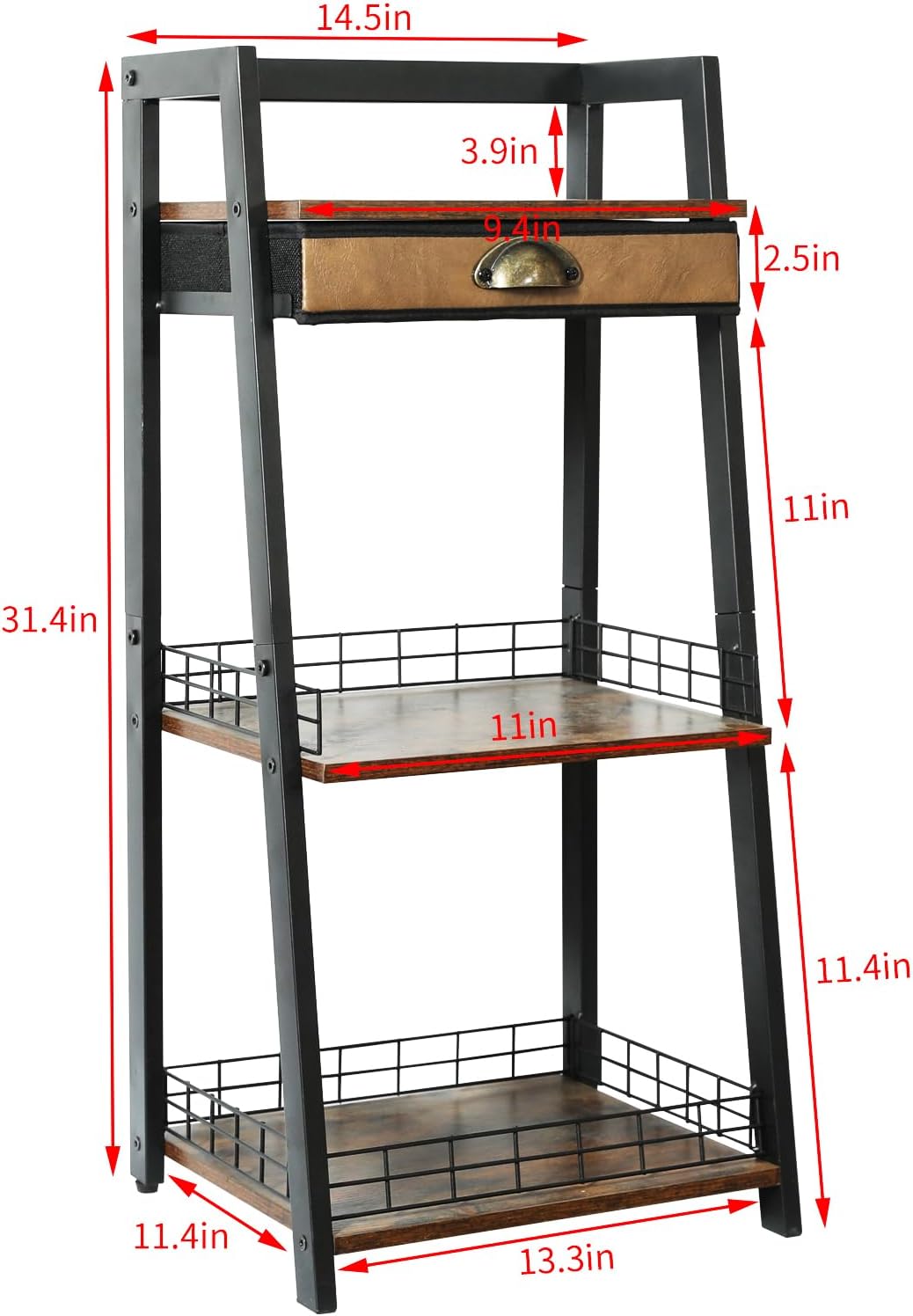 3-Tier Bathroom Storage Shelves with Drawer, Floor Bathroom Organizers and Storage, Freestanding Shelving Unit, Open Floor Stand for Living Room Laundry