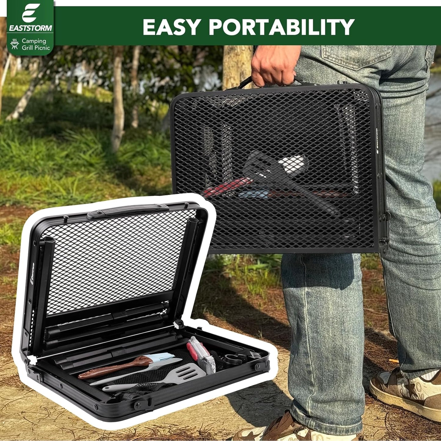 Small Folding Table, Easy for Storage, Compact and Portable Picnic Table for Grill, Outdoor Camping, Garden, Patio, Dining, BBQ, Party, Market, 2Ft
