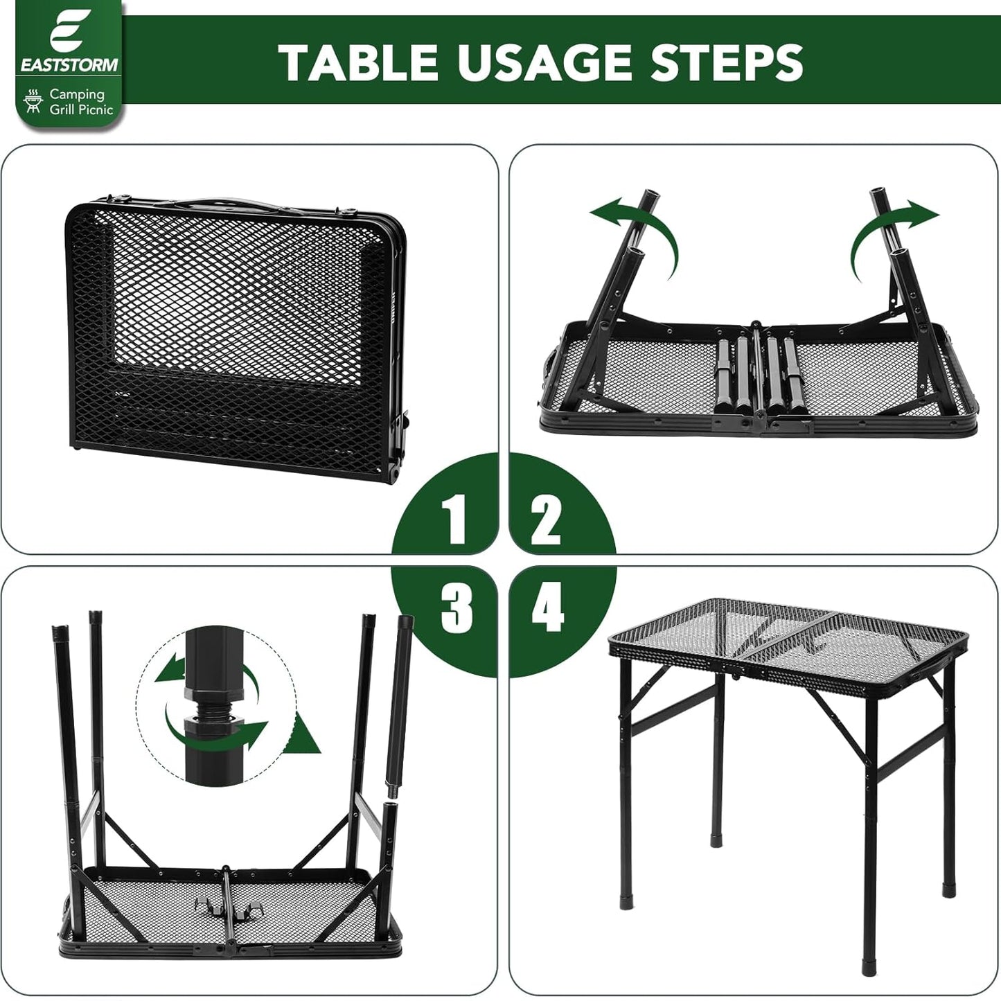 Small Folding Table, Easy for Storage, Compact and Portable Picnic Table for Grill, Outdoor Camping, Garden, Patio, Dining, BBQ, Party, Market, 2Ft