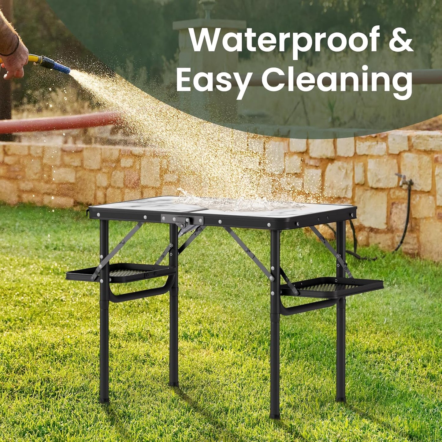 Folding Camping Table Small 2ft, Small Camp Table Portable with 50% Extra Space, Folding Picnic Table, Portable Beach Tables, Car Camping Essentials, Aluminum Light & Solid