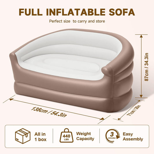 Twin Size Air Mattress Inflatable Sofa,Double Inflatable Chair for Adults-Flodable Blow Up Couch Lounger-Portable Air Sofa for Indoor Living/Tent Camping/Outdoor Activities