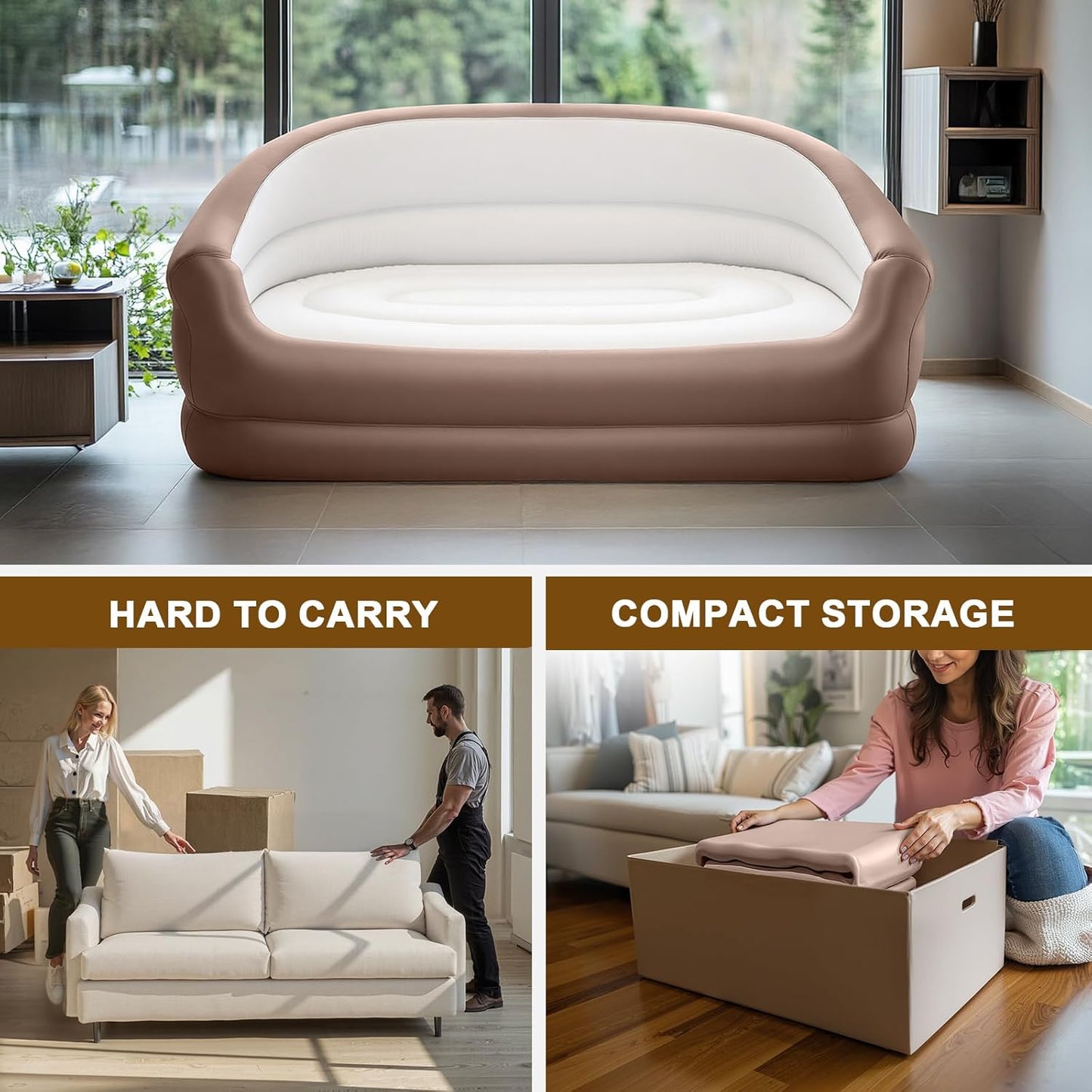 Twin Size Air Mattress Inflatable Sofa,Double Inflatable Chair for Adults-Flodable Blow Up Couch Lounger-Portable Air Sofa for Indoor Living/Tent Camping/Outdoor Activities