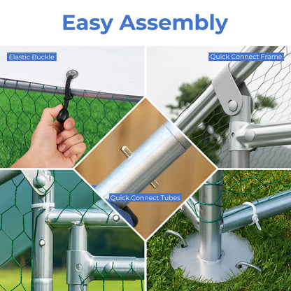 Chicken Coop Large Size for 6/12 Chickens with Waterproof Cover And Metal Wire Mesh Chicken Run Extra Hight Walk-in Chicken Pen Outdoor for Ducks Rabbits (9.8'L × 4.9'W × 6.5'H)