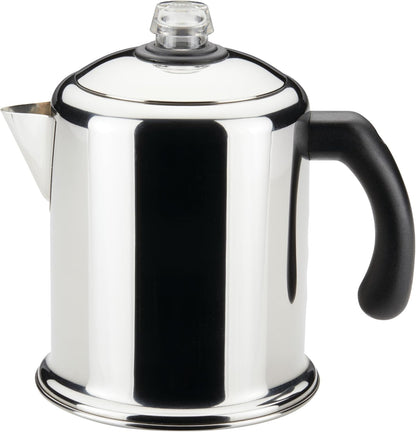 TimberAura Classic Yosemite Stainless Steel Coffee Percolator - 8 Cup, Silver,Stovetop