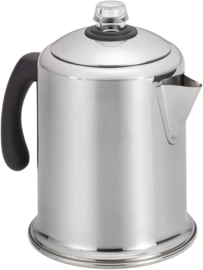 TimberAura Classic Yosemite Stainless Steel Coffee Percolator - 8 Cup, Silver,Stovetop
