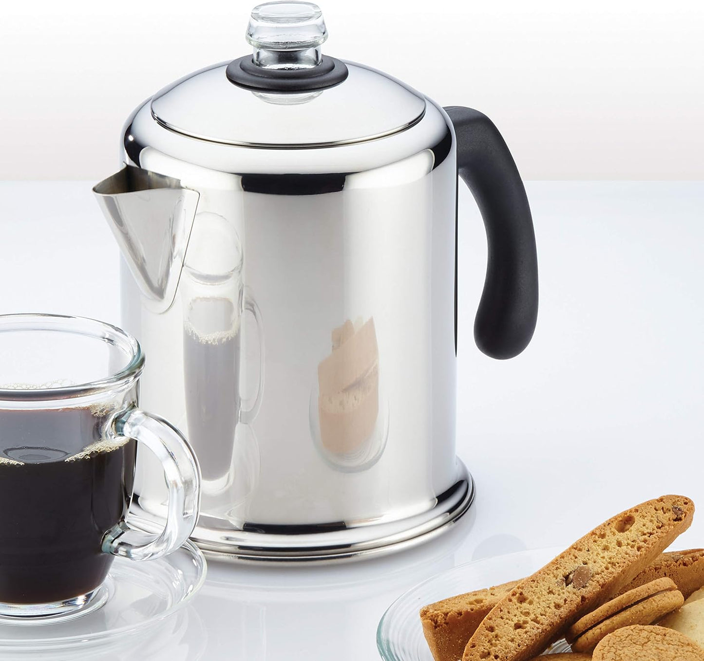 TimberAura Classic Yosemite Stainless Steel Coffee Percolator - 8 Cup, Silver,Stovetop