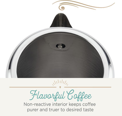 TimberAura Classic Yosemite Stainless Steel Coffee Percolator - 8 Cup, Silver,Stovetop