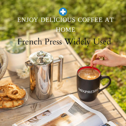 Stainless Steel French Press Coffee Maker 27 Oz 800 ml, Double Wall Insulated French Press Stainless Steel &amp; Tea Brewer Easy Clean &amp; Easy Press Strong Quality Metal Coffee Press 