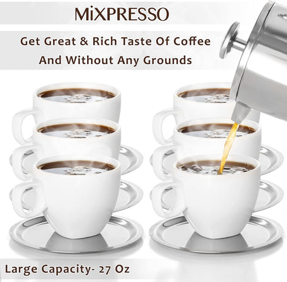 Stainless Steel French Press Coffee Maker 27 Oz 800 ml, Double Wall Insulated French Press Stainless Steel &amp; Tea Brewer Easy Clean &amp; Easy Press Strong Quality Metal Coffee Press 