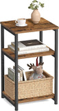 Side Table, Small End Table, Tall Nightstand for Living Room, Bedroom, Office, Bathroom, Rustic Brown and Classic Black