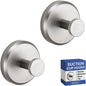 Suction Cup Hooks for Shower, Bathroom, Kitchen, Glass Door, Mirror, Tile – Loofah, Towel, Coat, Bath Robe for Hanging up to 15 lbs – Polished Matte Chrome, Brushed Nickel (2-pack)