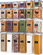 Airtight Food Storage Containers with Lids, Vtopmart 24 pcs Plastic Kitchen and Pantry Organization Canisters for Cereal, Dry Food, Flour and Sugar, BPA Free, Includes 24 Labels