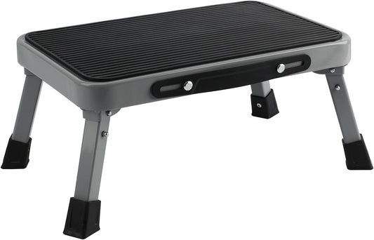 TimberAura 1-Step 330lbs Capacity Folding Metal Step Stool, Portable Step Ladder, Non-Slip, Sturdy 