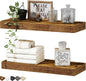 Bathroom Floating Shelves for Wall Mounted Shelf Over Toilet Farmhouse Home Decor Display Shelving Small 16 inch Set of 2, Rustic Brown 
