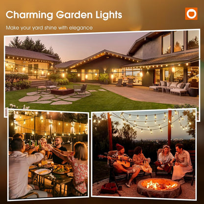 50FT LED Outdoor String Lights with Edison Shatterproof Bulbs, Weatherproof Strand, Commercial Grade Patio Lights, Decorative for Garden or Patio, Black