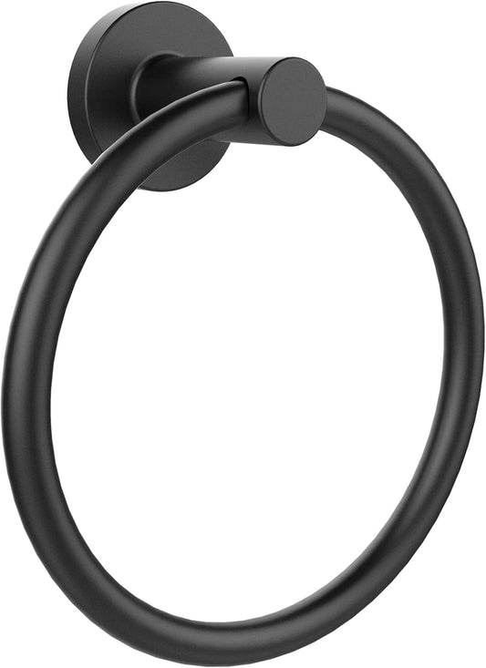 Towel Holder for Bathroom Wall Matte Black Towel Ring 304 Stainless Steel Hand Towel Holder Heavy Duty Towel Hanger for Bath 