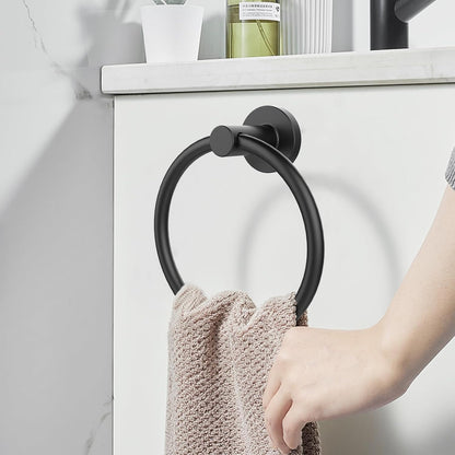 Towel Holder for Bathroom Wall Matte Black Towel Ring 304 Stainless Steel Hand Towel Holder Heavy Duty Towel Hanger for Bath