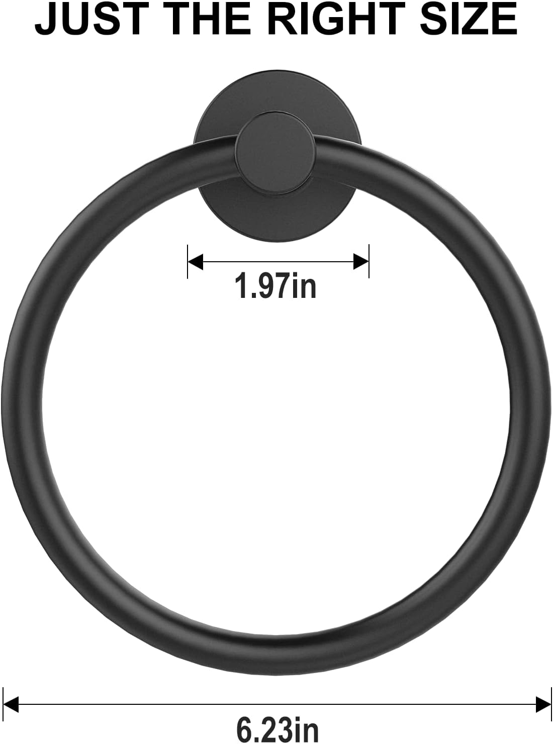 Towel Holder for Bathroom Wall Matte Black Towel Ring 304 Stainless Steel Hand Towel Holder Heavy Duty Towel Hanger for Bath