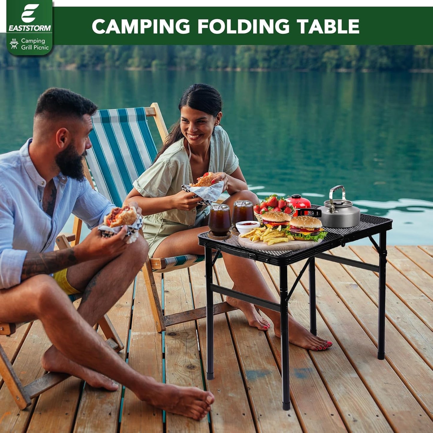 Small Folding Table, Easy for Storage, Compact and Portable Picnic Table for Grill, Outdoor Camping, Garden, Patio, Dining, BBQ, Party, Market, 2Ft