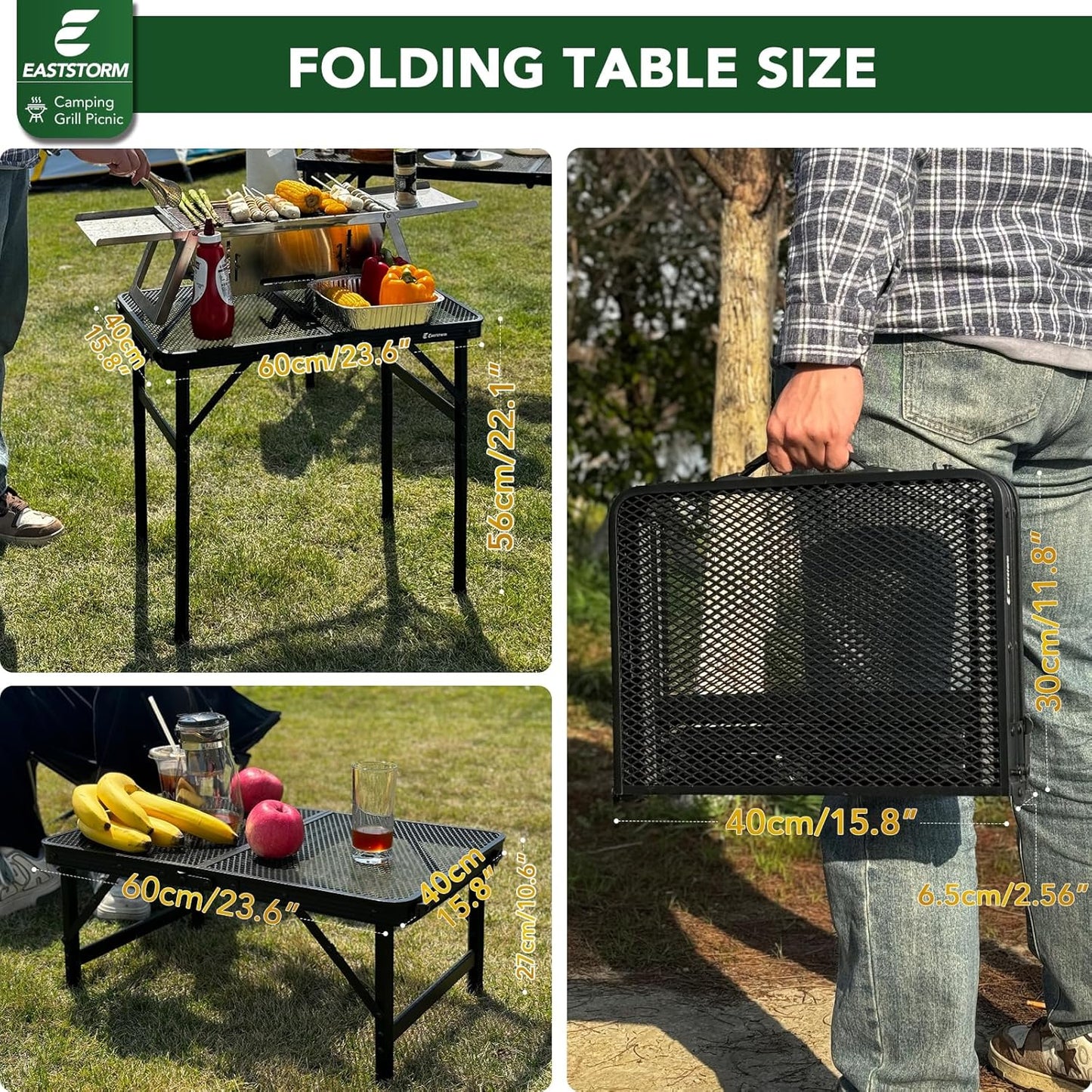 Small Folding Table, Easy for Storage, Compact and Portable Picnic Table for Grill, Outdoor Camping, Garden, Patio, Dining, BBQ, Party, Market, 2Ft