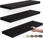 Floating Shelves for Wall, Wall Mounted Rustic Wood Shelves for Bathroom, Bedroom, Living Room, Kitchen, Hanging Shelf for Books/Storage/Room Decor with 22lbs Capacity (Black, Set of 3, 15.7in)