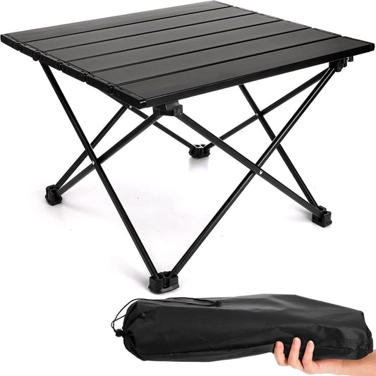 Camping Side Table, Portable Folding Beach Table, Small Aluminum Picnic Backpacking Table for Outdoor Cooking, BBQ, Hiking, Boat, Travel, 15.5''L x 13.8''W x 11.4''H 