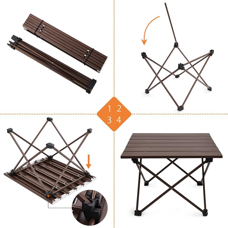 Camping Side Table, Portable Folding Beach Table, Small Aluminum Picnic Backpacking Table for Outdoor Cooking, BBQ, Hiking, Boat, Travel, 15.5''L x 13.8''W x 11.4''H