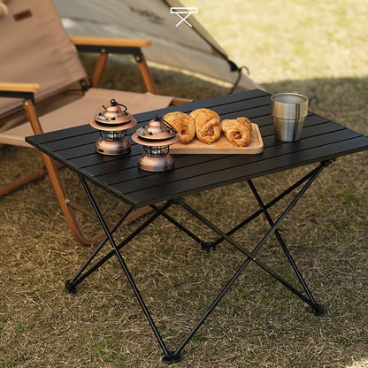 Camping Side Table, Portable Folding Beach Table, Small Aluminum Picnic Backpacking Table for Outdoor Cooking, BBQ, Hiking, Boat, Travel, 15.5''L x 13.8''W x 11.4''H