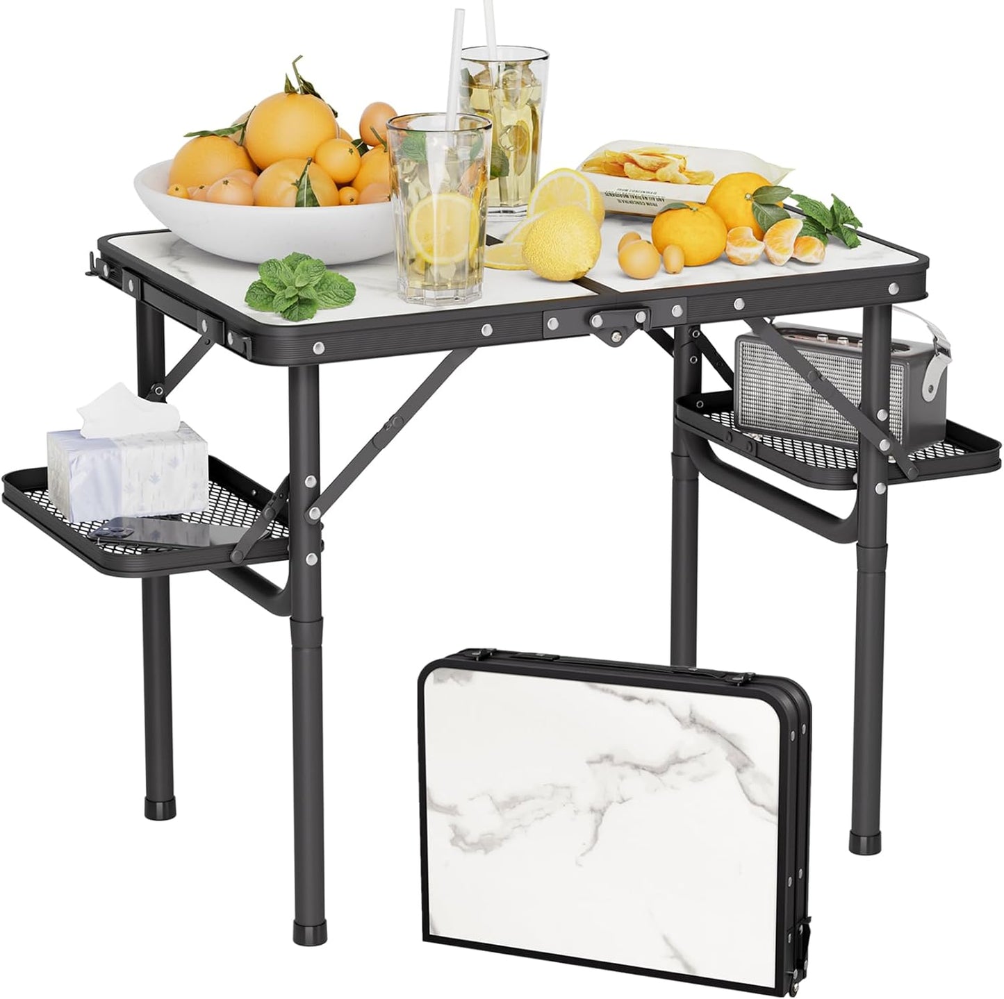 Folding Camping Table Small 2ft, Small Camp Table Portable with 50% Extra Space, Folding Picnic Table, Portable Beach Tables, Car Camping Essentials, Aluminum Light &amp; Solid 