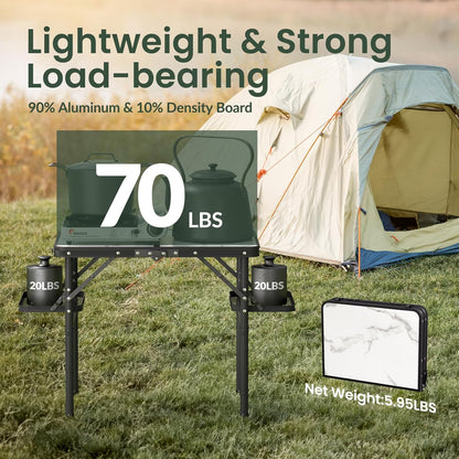 Folding Camping Table Small 2ft, Small Camp Table Portable with 50% Extra Space, Folding Picnic Table, Portable Beach Tables, Car Camping Essentials, Aluminum Light &amp; Solid 