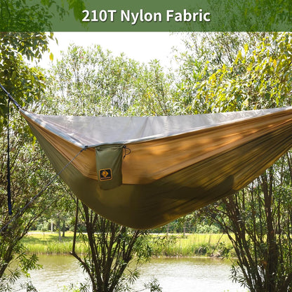 Camping Hammock, Portable Hammocks with Mosquito Net,Lightweight Nylon Parachute Hammock with 10ft Tree Straps,Camping Gear Must Haves for Travel Hiking Backpacking Beach Patio-Green&amp;Khaki 