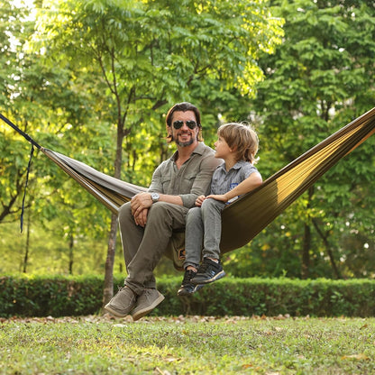 Camping Hammock, Portable Hammocks with Mosquito Net,Lightweight Nylon Parachute Hammock with 10ft Tree Straps,Camping Gear Must Haves for Travel Hiking Backpacking Beach Patio-Green&amp;Khaki 