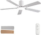 52 Inch Low Profile White Ceiling Fans with Lights and Remote,Reversible,3CCT,Flush Mount Ceiling Fan with Light for Bedroom living Room Restauran Dinning Room Kids Room