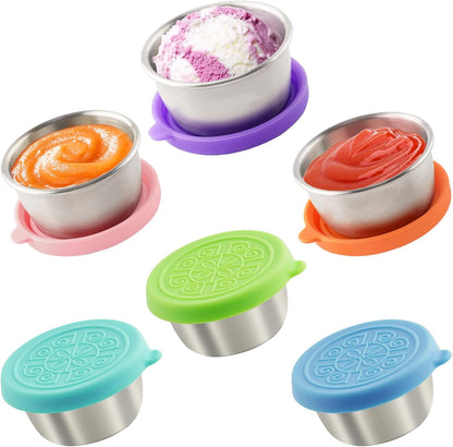 6x1.6 Oz Salad Dressing Containers With Lids, Small Leakproof Reusable Stainless Steel Salad Dressing Container To Go For Lunch Boxes,Sauce containers, Picnics,Travel Meal Prep And Kitchen Storage
