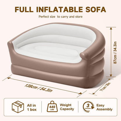 Twin Size Air Mattress Inflatable Sofa，Double Inflatable Chair for Adults-Flodable Blow Up Couch Lounger-Portable Air Sofa for Indoor Living/Tent Camping/Outdoor Activities