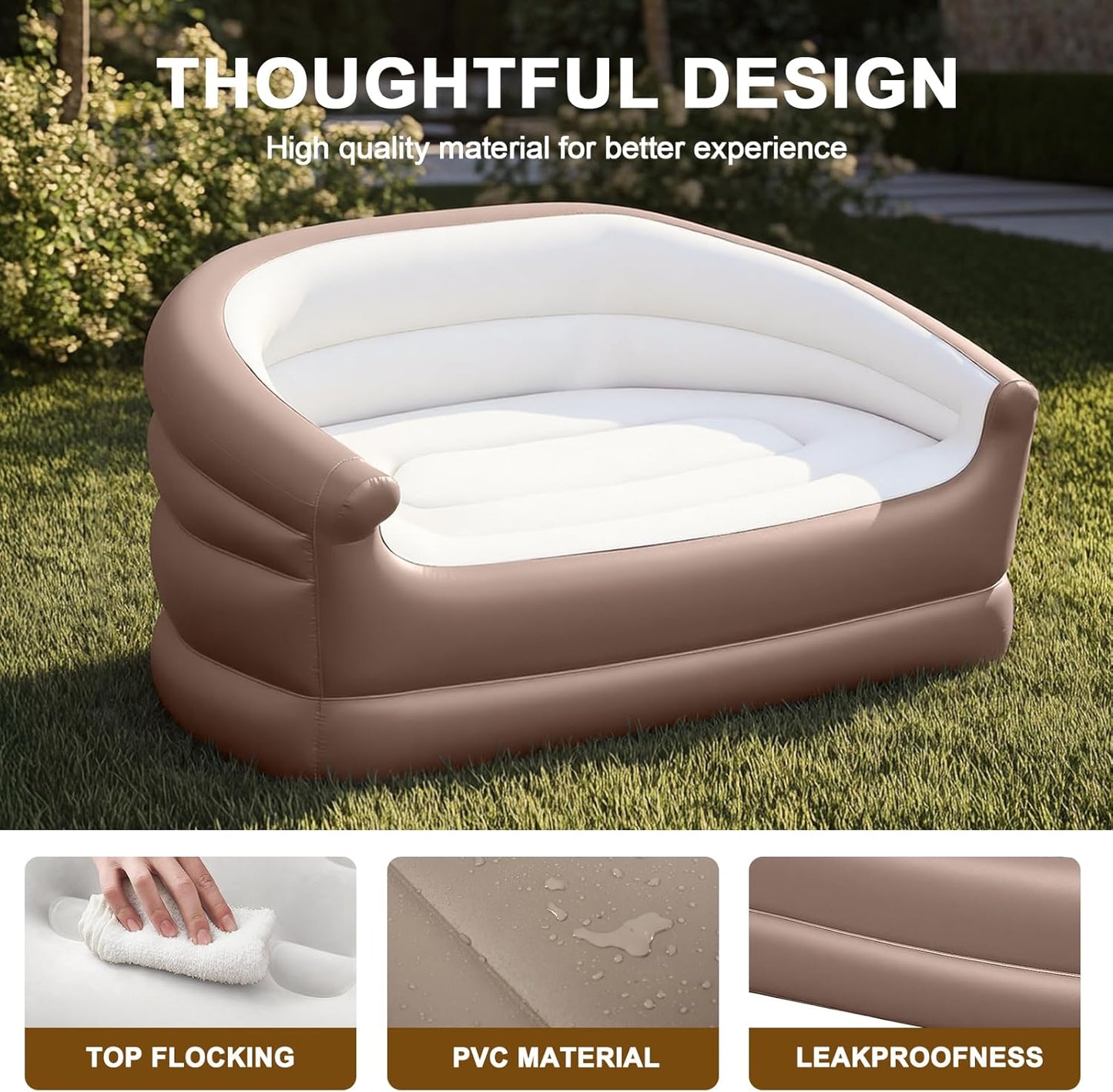 Twin Size Air Mattress Inflatable Sofa，Double Inflatable Chair for Adults-Flodable Blow Up Couch Lounger-Portable Air Sofa for Indoor Living/Tent Camping/Outdoor Activities
