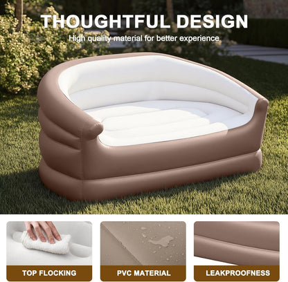Twin Size Air Mattress Inflatable Sofa，Double Inflatable Chair for Adults-Flodable Blow Up Couch Lounger-Portable Air Sofa for Indoor Living/Tent Camping/Outdoor Activities