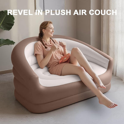 Twin Size Air Mattress Inflatable Sofa，Double Inflatable Chair for Adults-Flodable Blow Up Couch Lounger-Portable Air Sofa for Indoor Living/Tent Camping/Outdoor Activities
